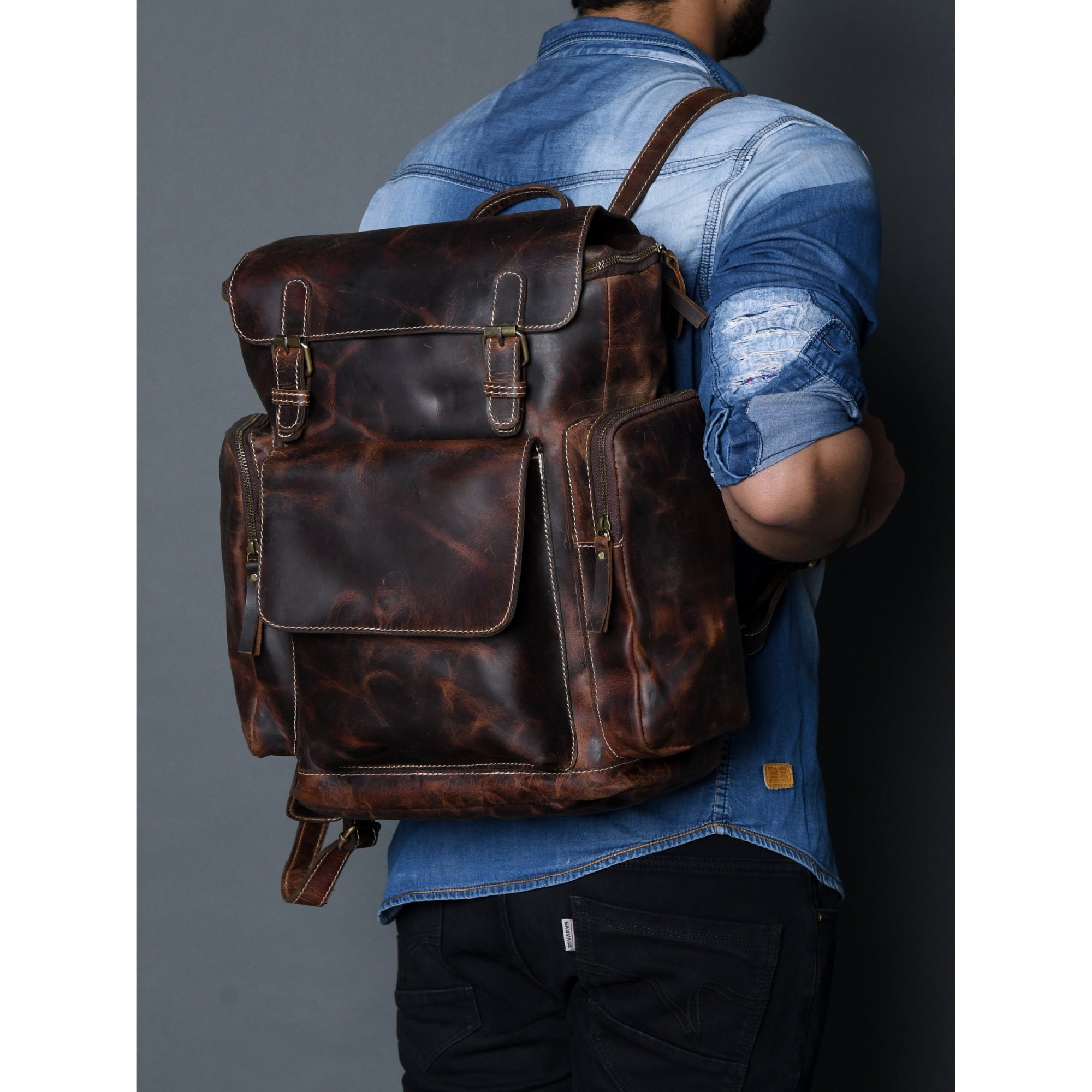 Rucksack Brown Leather Backpack