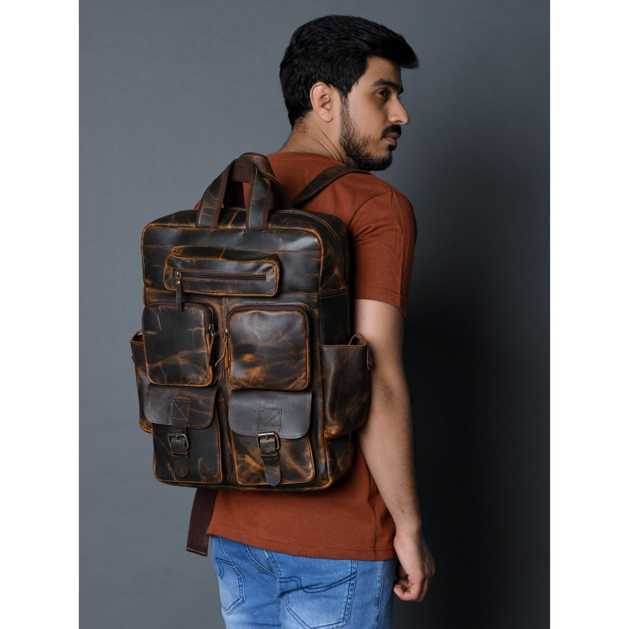 Multi Functional Leather Backpack