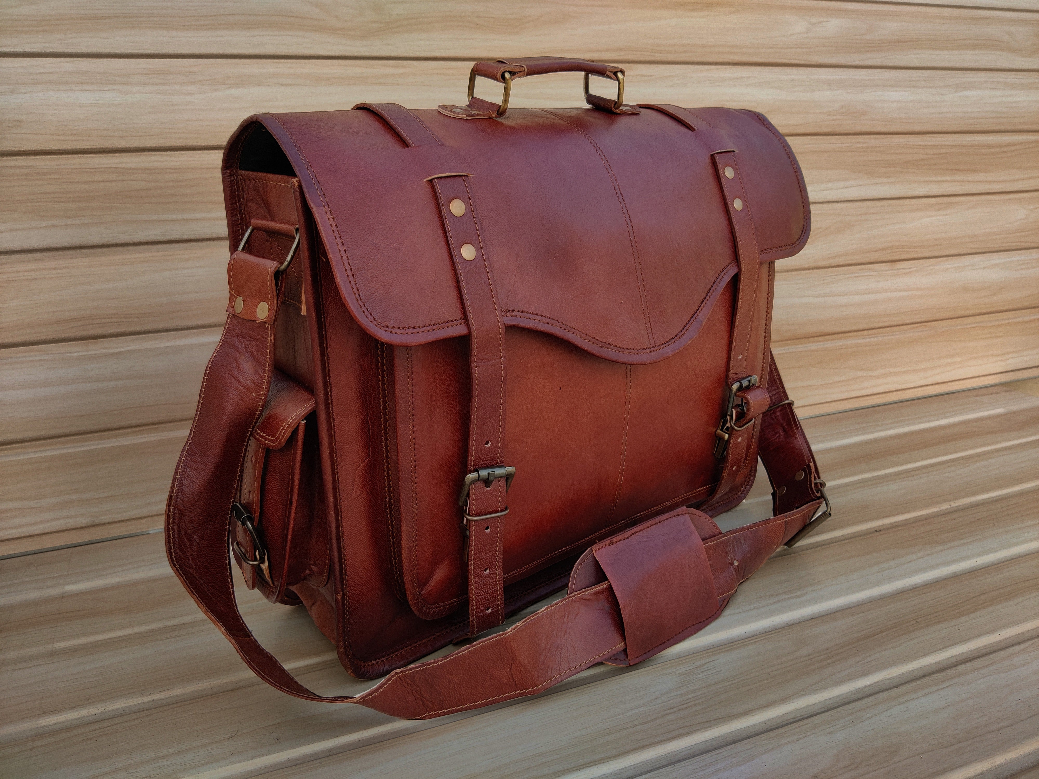 Denver Leather Messenger Bag