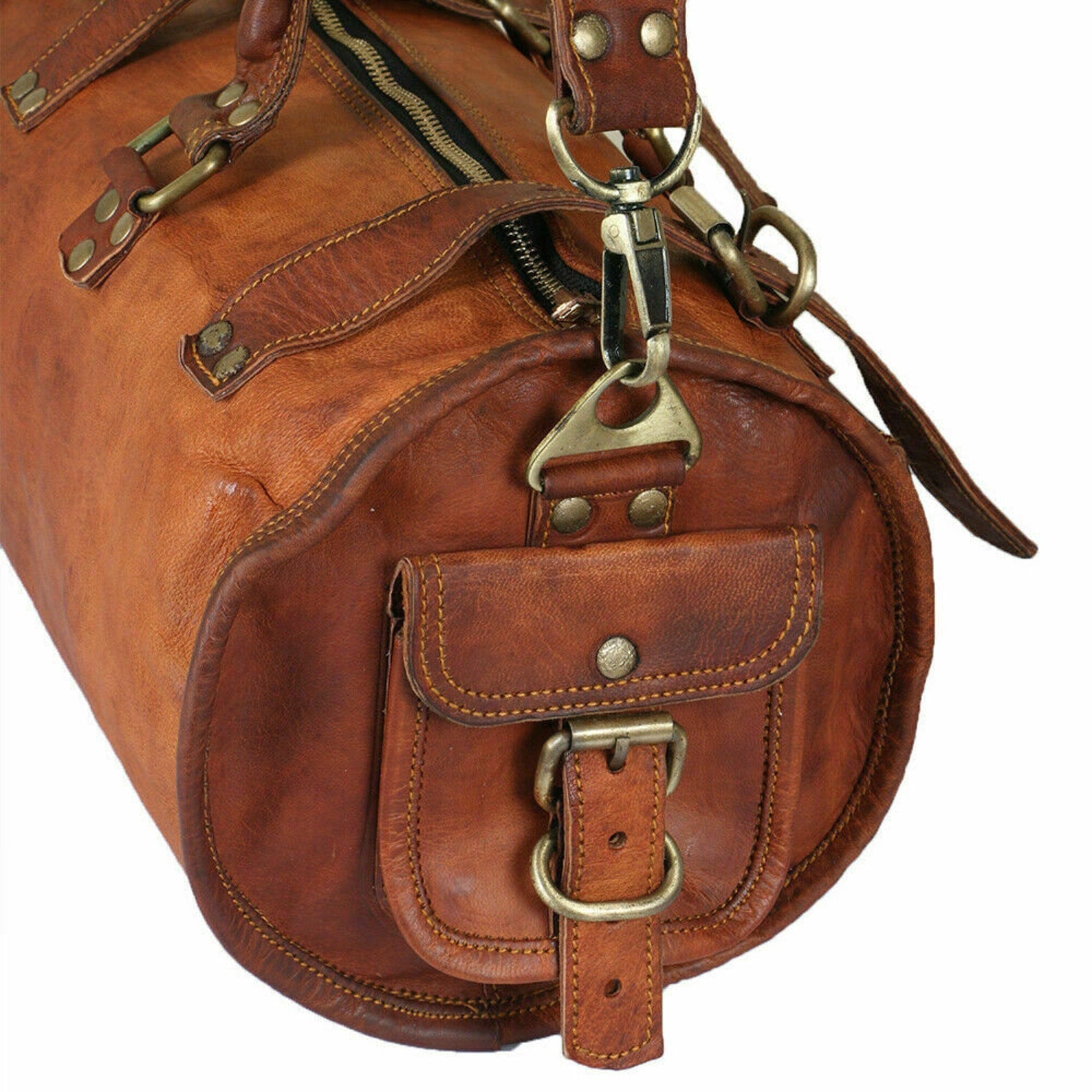 Handmade Vintage Leather Duffle Bag